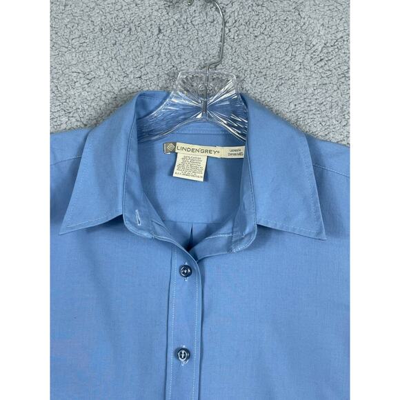 Linden Grey Womens Size M Blue Button Up Long Sleeve Shirt - Picture 4 of 9